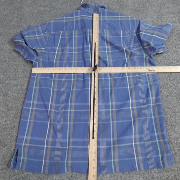 Tommy Bahama Camp Shirt S Blue Plaid Collar Loop Silk Blend Island Zone - Picture 5 of 7